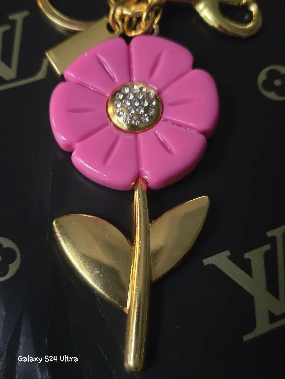 Pink Flower Bag Charm/ Keychain NEW